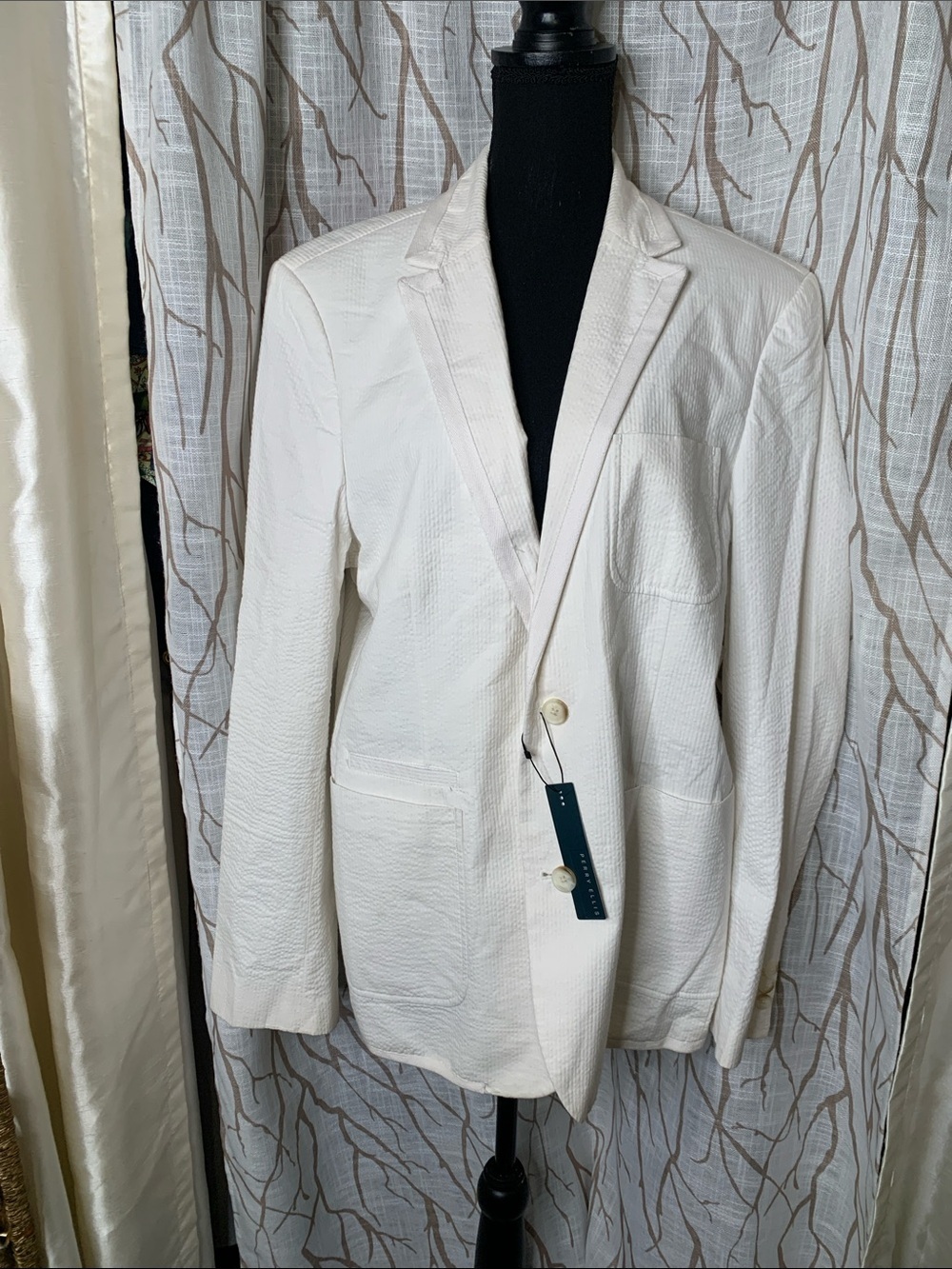 NWT Perry Ellis Men's White Searsucker  Textured Blazer/sportscoat